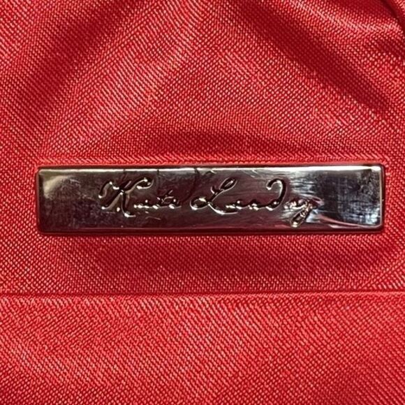 Kate Landry Red Pleated Silk Cocktail Purse Clutch with Rhinestones - Picture 4 of 5